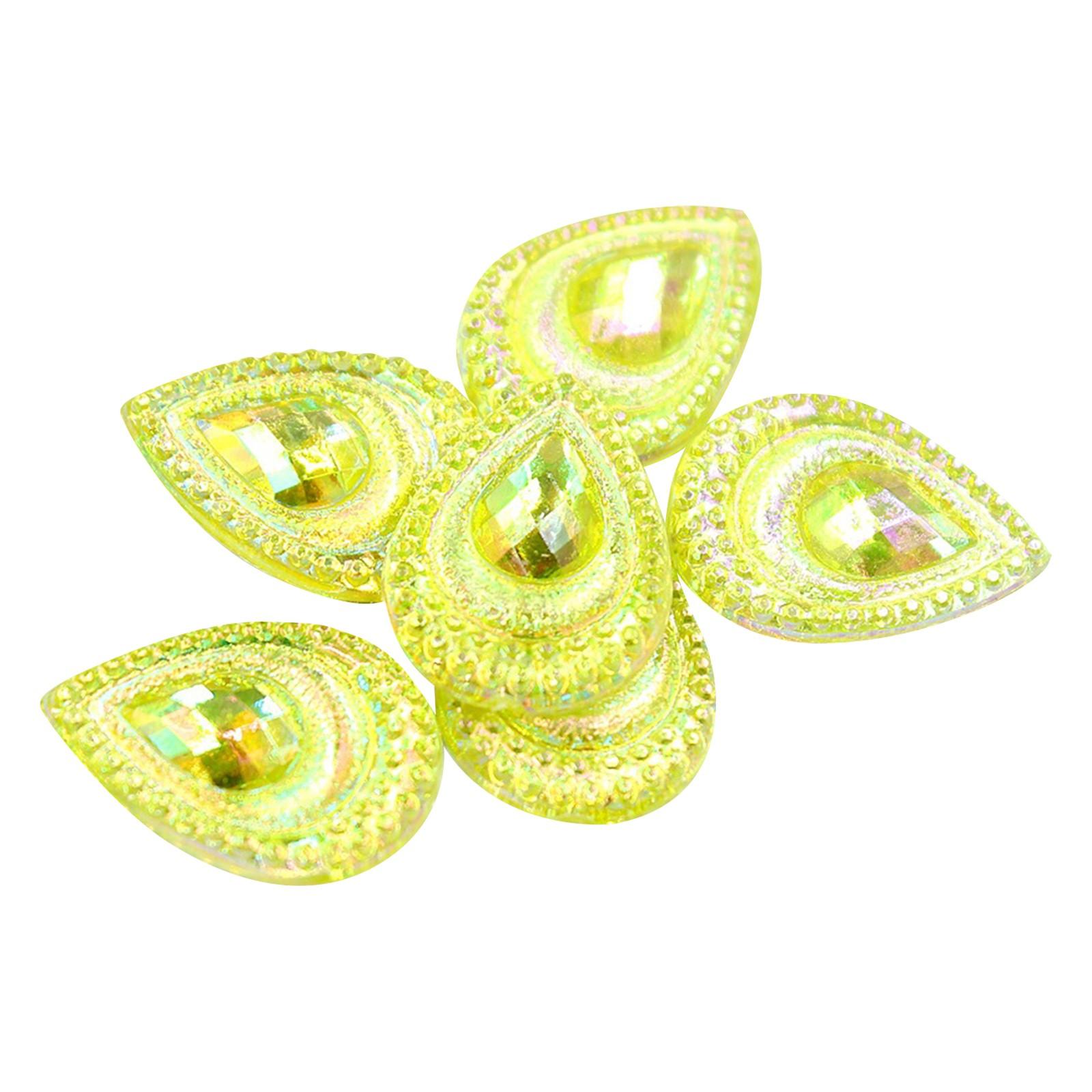 

50 шт. акриловых наклеек на поверхность павлиньего хвоста, разноцветные хвостовые бриллианты в форме капли, плоское дно, бриллианты, аксессуары для ювелирных изделий своими руками One Size жёлтый