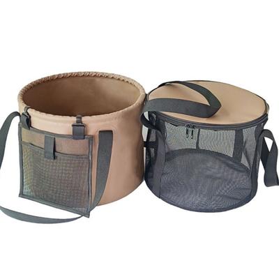 Foldable 5 Gallon Water Bucket With Double Handle Durable PVC Wash Basin with Mesh Pocket For Car Washing Gardening