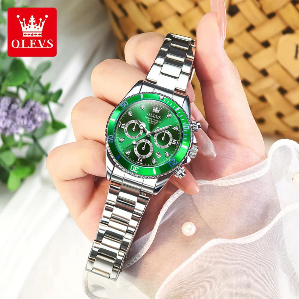 OLEVS Luxury Women Watch Original Quartz Watch Multi Functional HD Date Waterproof Luminous Chronograph Women Watch
