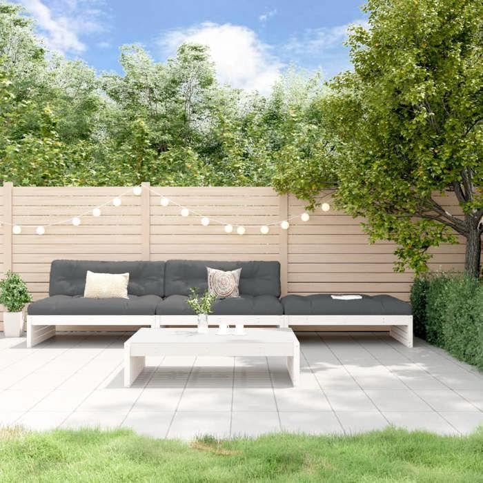 VidaXL Salon de Jardin avec Coussins 4 pcs, Canapé avec Dossier, Ensemble de Meubles avec Table Basse Patio Terrasse, 3186138