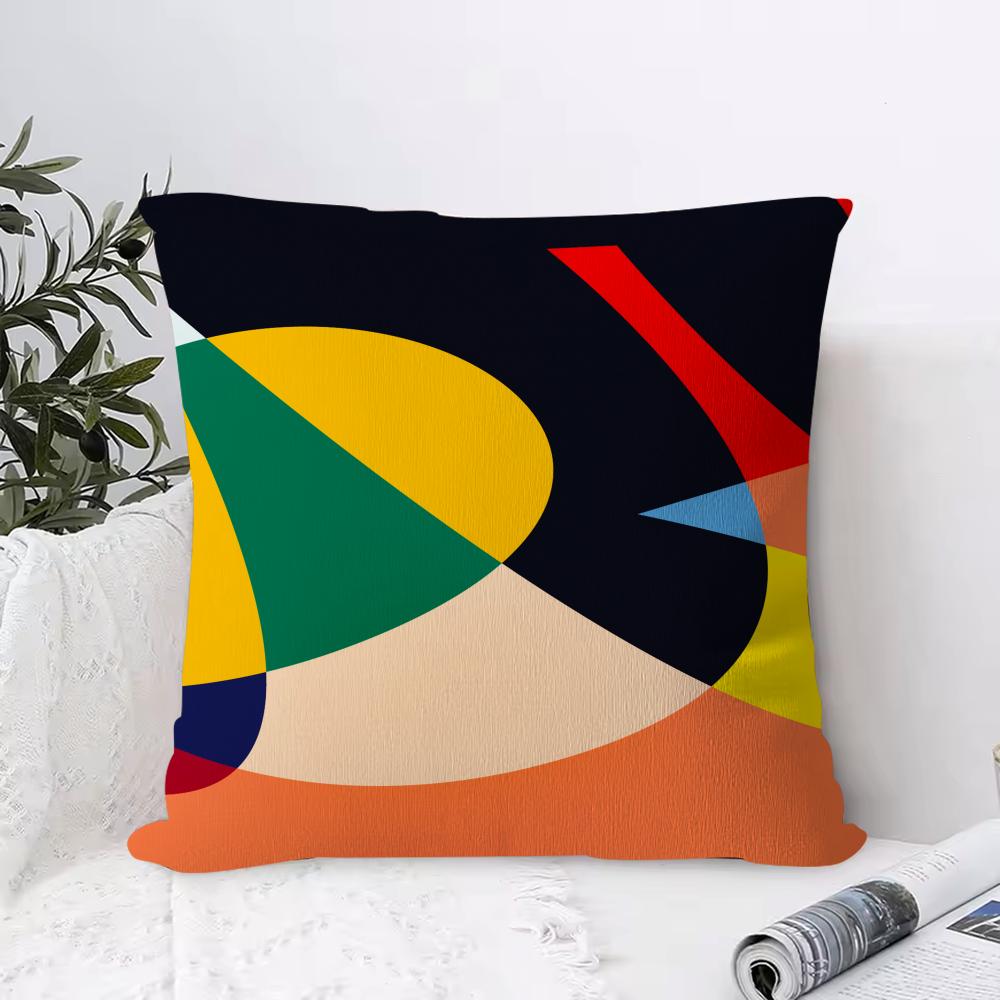 Abstract Curve Contrasting Colors Cushion Cover Anti-dustmite Pillowcase Invisible Zipper Silky Short Plush Sofa Cushion Cover