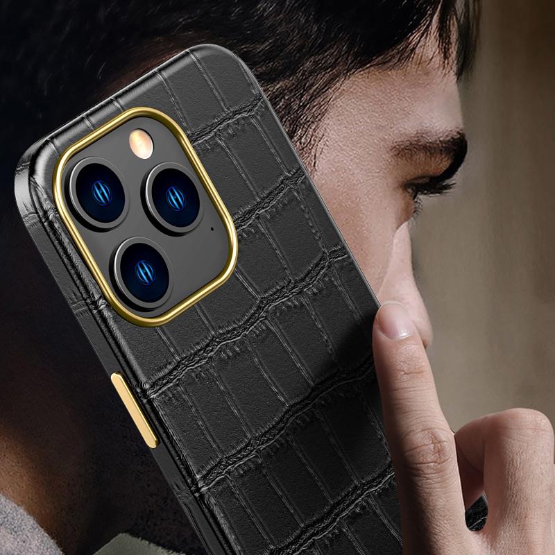 Genuine Cowhide Leather for Magsafe Phone Case for iPhone 15 14 Pro Max 15Pro 14Pro Full Protection Magnetic Back Cover