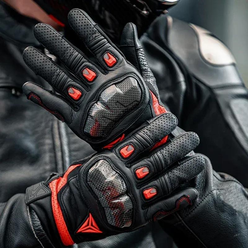 Motorcycle Gloves Breathable Leather Touch screen Gloves Full Finger Protective Gear Racing Pit Riding Motorbike Moto Enduro