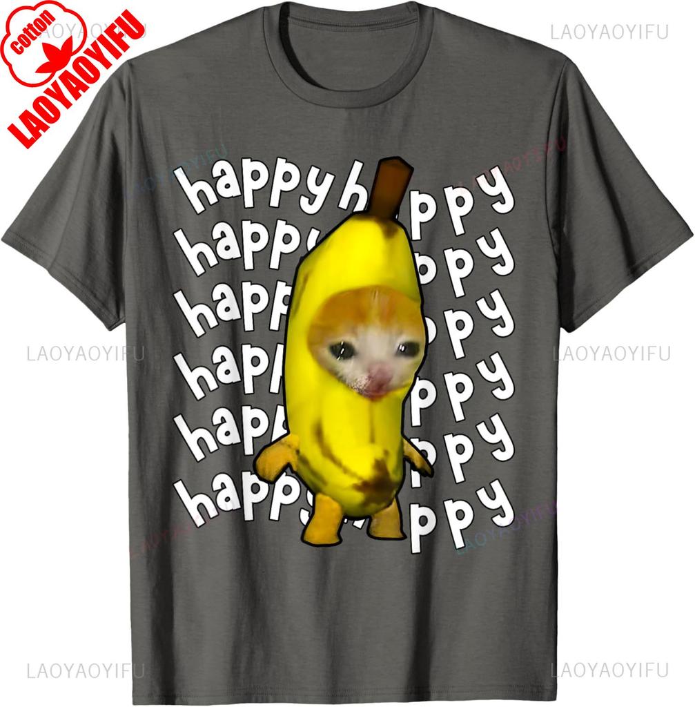 Blij Banaan Kat Meme Bananacat Blije Kat Kattenliefhebbers Meme T-shirt Zomer Unisex Unisex Mode Katoen Grafische T-shirts