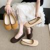 French gentle shallow mouth single shoes female 2025 new summer and autumn fairy wind soft flat-soled beanie shoes one pedal grandma shoes