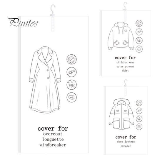 Vacuum Compression Garment Bag Hook Hanging Style Clothes Storage Bag Clothing Dust Cover Organizing Bag