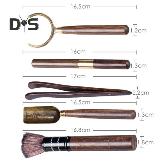 Heat Resistant 5Pcs/Set Tea Ceremony Accessories Anti Slip Wooden Convenient Chinese Gongfu Teaspoon Tea Tong Needle Set Tearoom Supplies