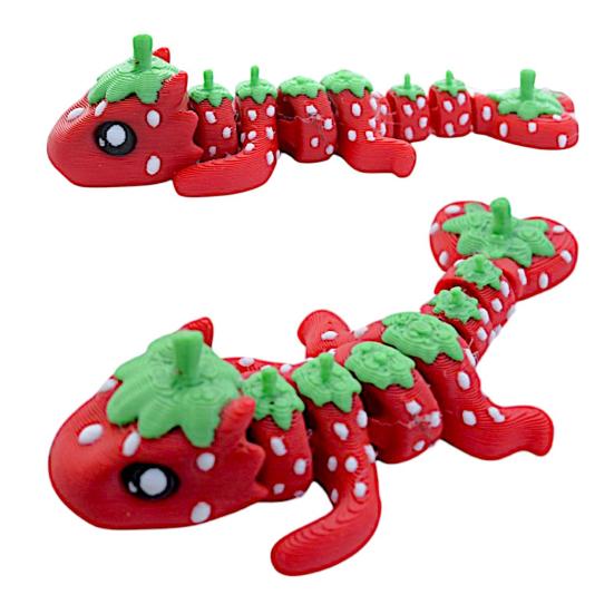 3D Printed Strawberry Dragon Flexible Articulated Dragon Model with Movable Joint Desktop