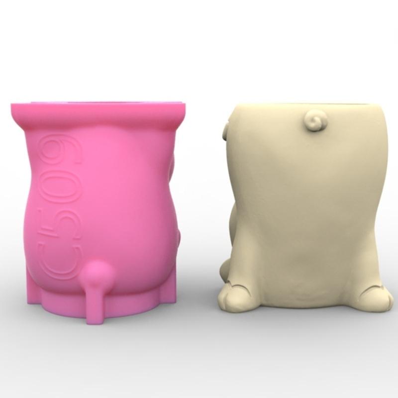 Silikonform für Sukkulenten-Blumentöpfe, Mini-Gartenstatuen, Katzen-, Panda- und Schweinchen-Blumentopfform, einzigartige Stifthalter-Harzformen