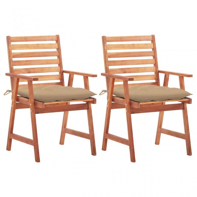 Day and Night - Day and Night Garden Dining Chairs 2 Units Solid Acacia Wood and Cushions