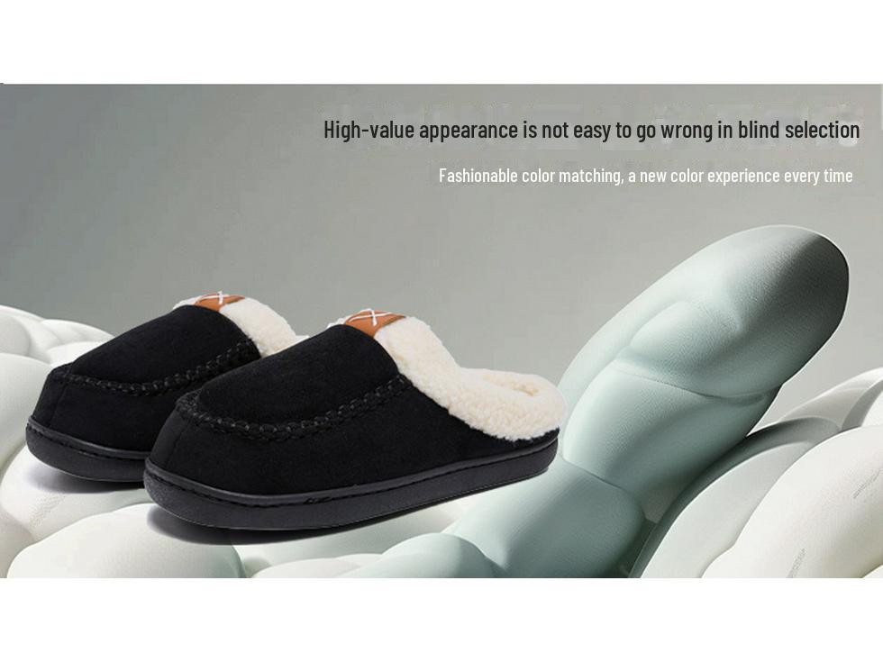Samt Zehengeschlossene Fellpantoffeln: Warm, Rutschfest, Dicke Baumwolle für Innen- & Außenkomfort