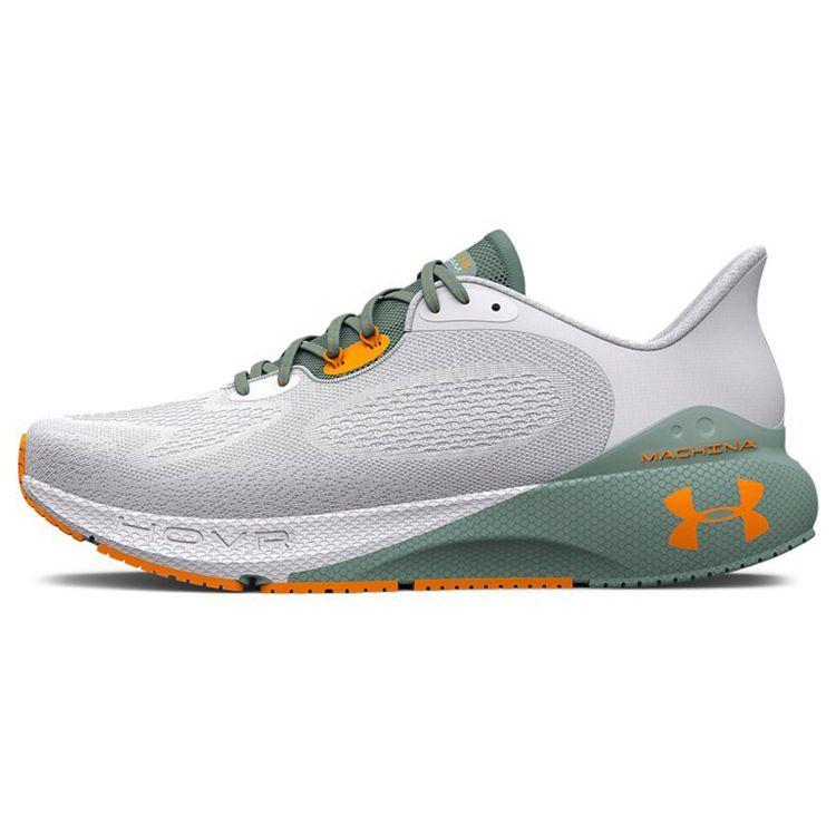 Under Armour HOVR Machina 3 Comfortable Fashionable Fabric Low-Top Casual Running Shoes Men Sneaker Gray Green Yellow 3025650-109