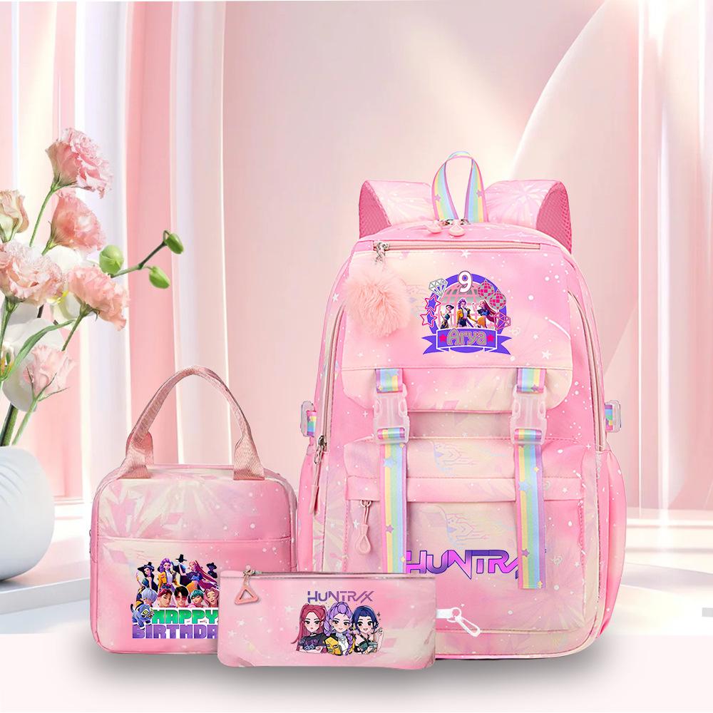 K-Pop Witch Hunters Cartoon Printed Student Pencil Bag Lunch Bag Three-Piece Backpack
