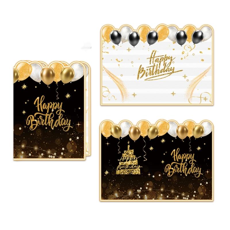 

Black Golden Happy Birthday Signatures Guest Book Commemorative Guestbook Large Blank Greeting Card for Guests 1