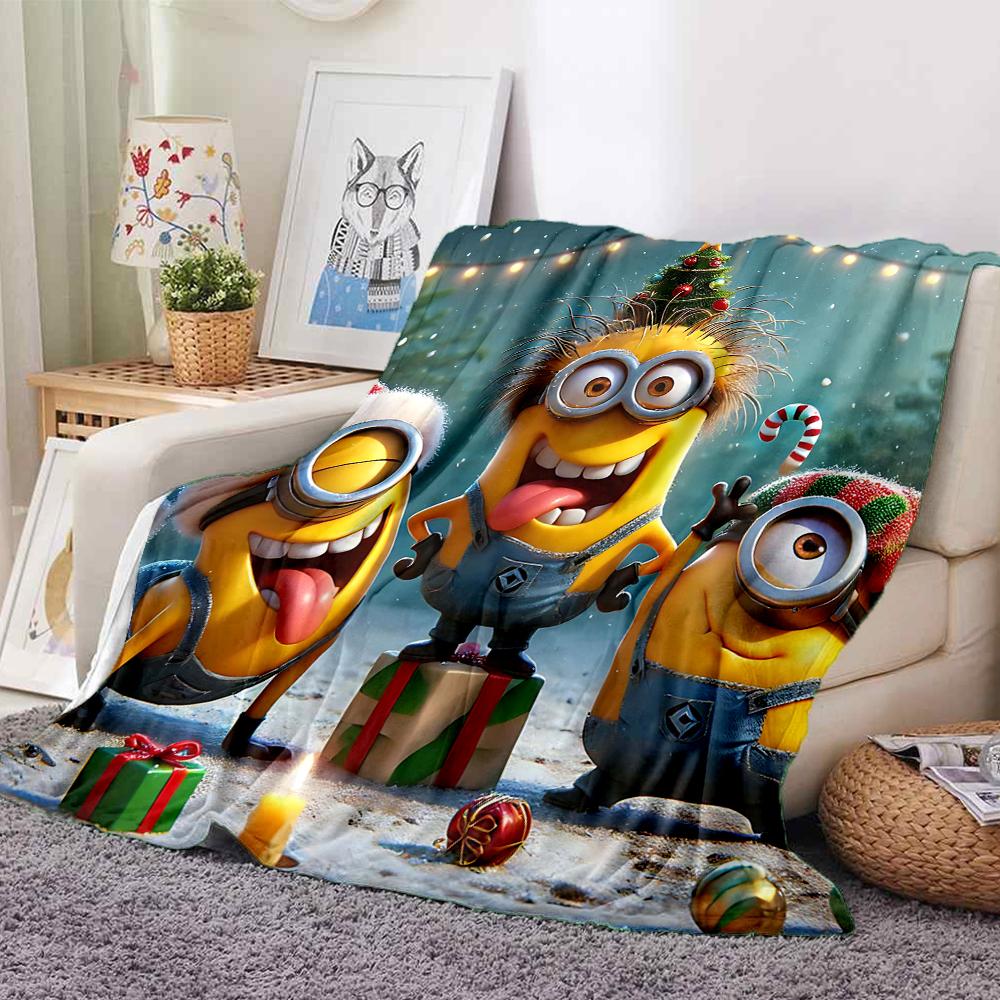 1Pc Christmas Minions Costumes Blanket Soft And Comfortable Casual Warm Camping Travel Christmas Halloween Gift M91756