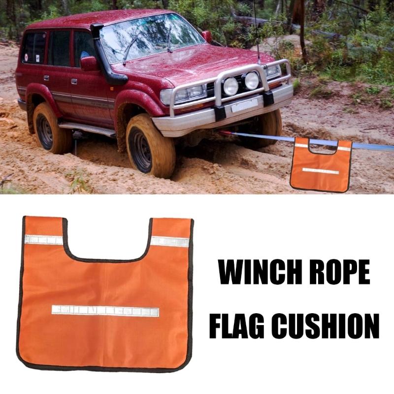 Recovery Line Damper Blanket for Towing Use, Textile Winch Cable Cover with Reinforced Edges, Foldable Storage Piece for Trail Vehicle Use