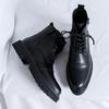 Fashion 2024 Business Office Ankle Boot Men Casual Men's Shoes Lace Up Fashion Genuine Leather Autumn Outdoor Thick Soled Leather Boots
