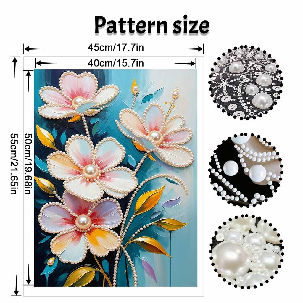 DIY Frameless Pearl Art Painting Kit Elegant Colorful Floral Bouquet 3D Bead Canvas Handmade Craft for Adults Wall Decoration Gift