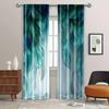 2pcs Gradient Teal Feather Printed Curtains Designed for Light Filtering Quality Material Ideal for Daily Home Window Decorat