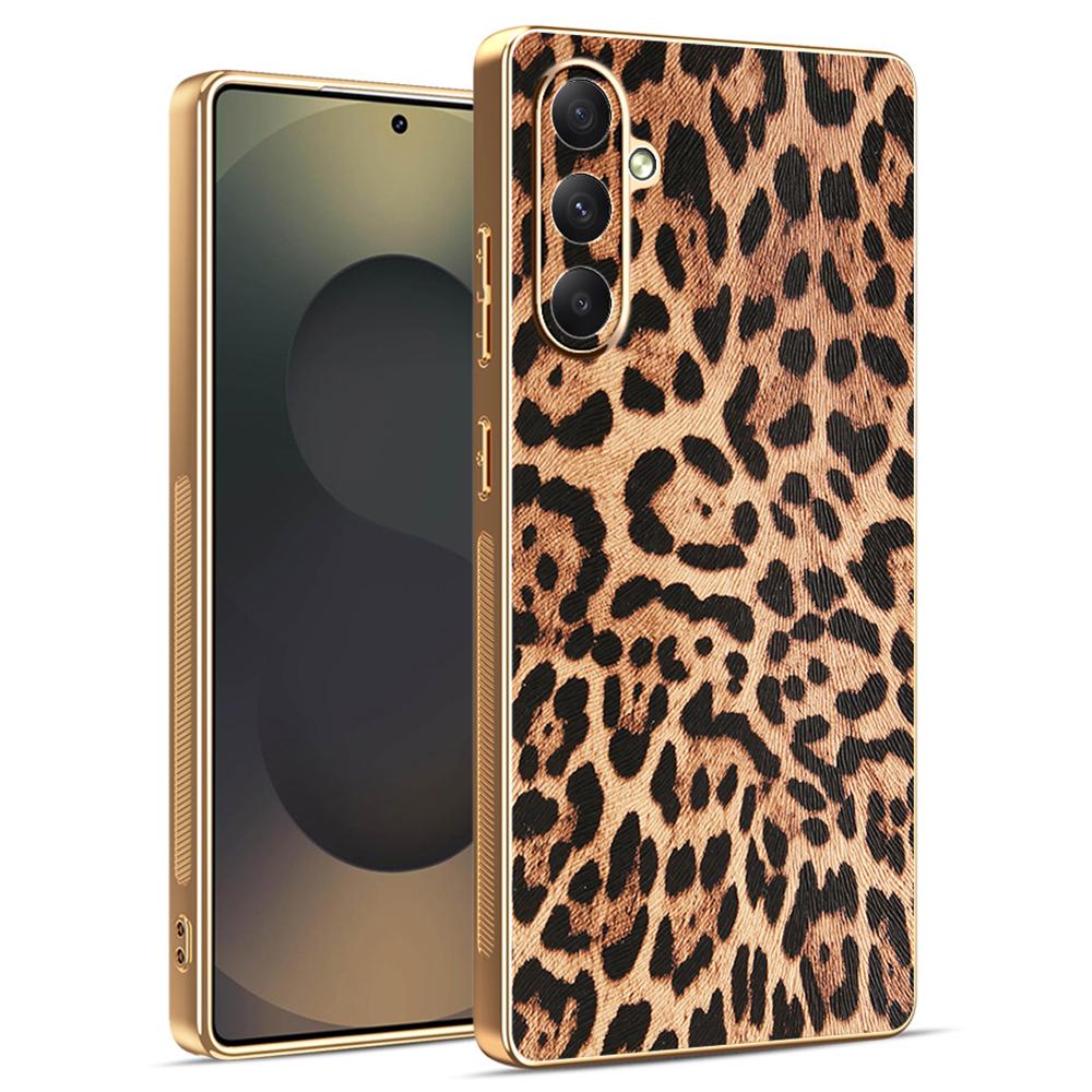 

Чохол для Samsung Galaxy A35 5G з леопардовим принтом, покритий ПУ шкірою, ПК+ТПУ з гальванічним покриттям, чохол для телефону A