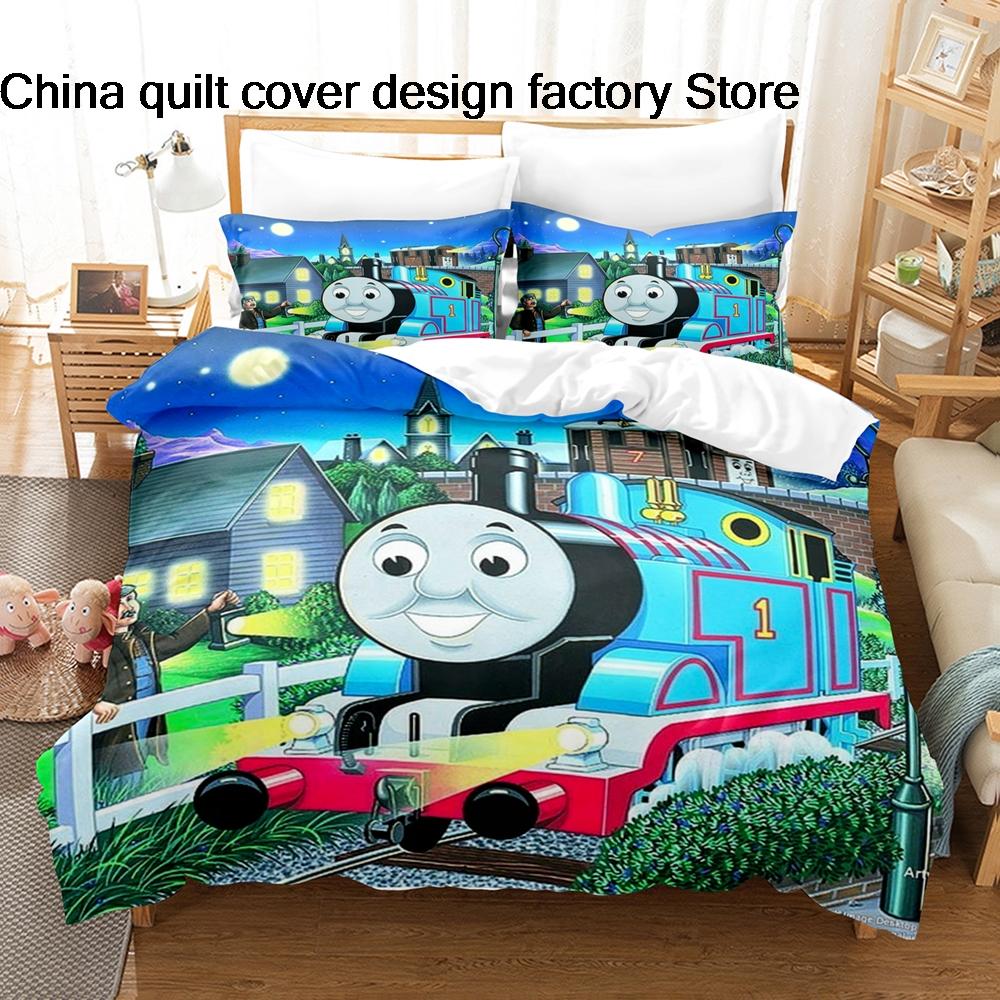 

Cute Thomas the Tank Engine Bedding Set 3D Printed Duvet Cover Pillowcase ForKids Bedroom Home Textile Twin Full Queen King Size 135x200cm