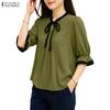 ZANZEA Camicetta casual da donna con scollo rotondo e maniche corte