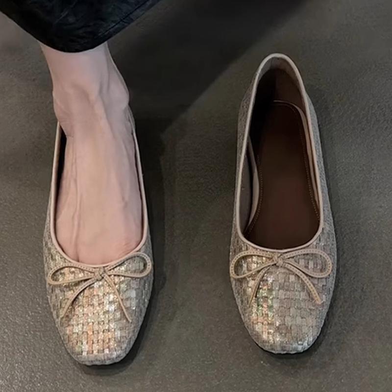 

Модные туфли-лоферы с бантом для женщин, балетки, повседневные модные сандалии, осень 2025, элегантные туфли для ходьбы, новая спортивная уютная женская обувь 35 золотой