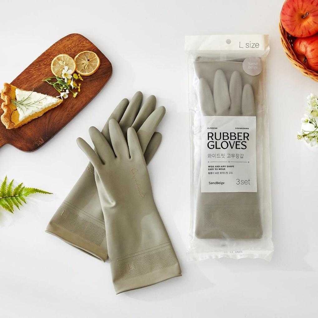 

Modern Wide-Fit Rubber Gloves 3-Piece Set L-Light Gray_DY0224012