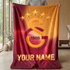 Custom Text Flannel Throw Blanket, Lightweight Cozy Bed Sofa BlanketGalatasaray FC
