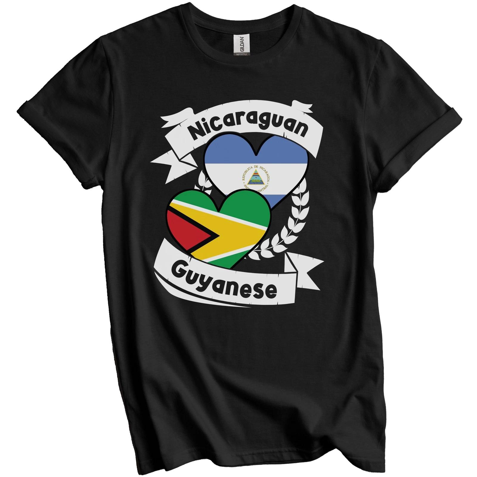 Nicaraguan Guyanese Heart Flags Nicaragua Guyana T-Shirt 3XL