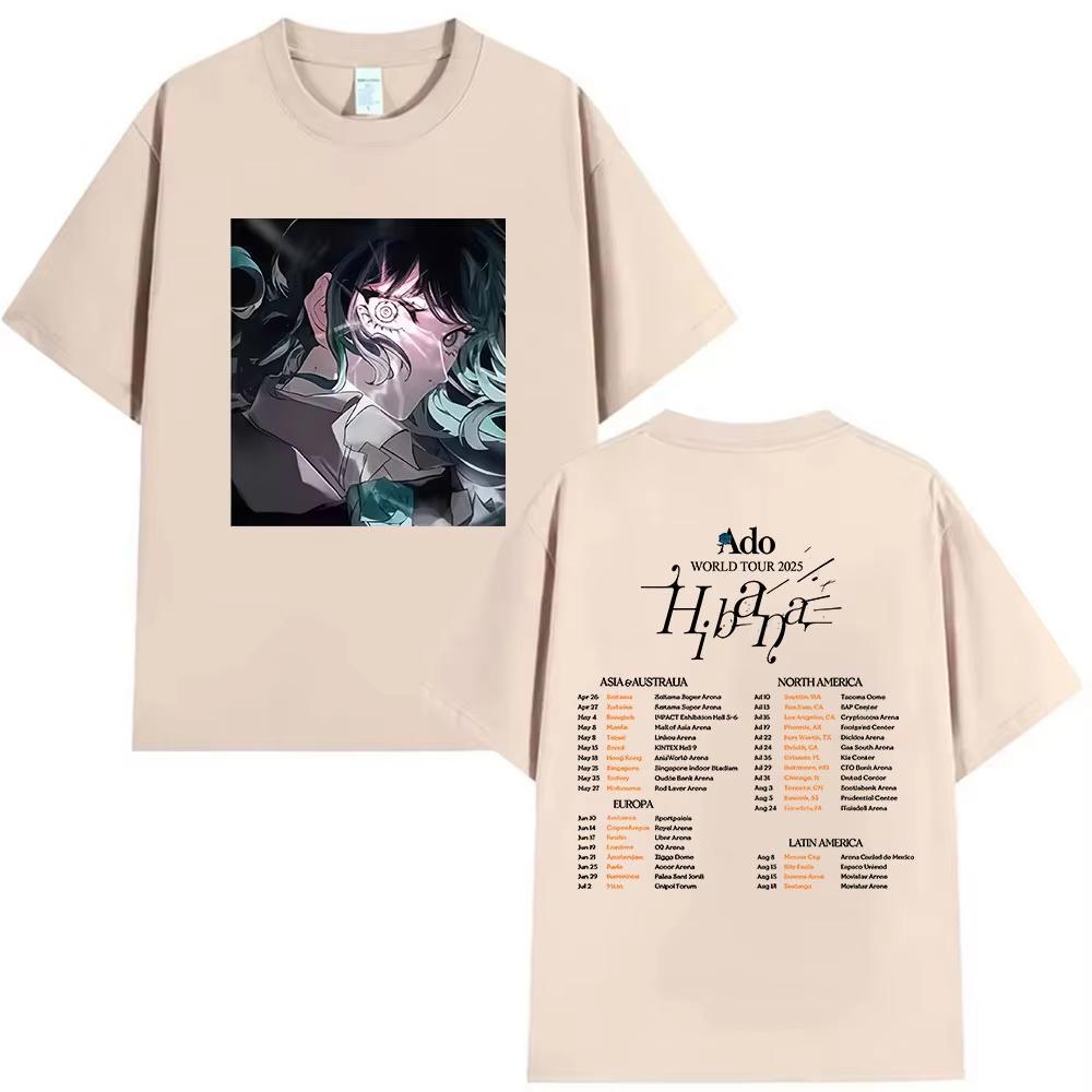 Japan Singer ADO World Tour 2025 Hibana Graphic T Shirts Men Women Hip Hop High Quality Oversized Cotton T-shirts Y2k Streetwear