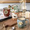 Classical Hand Painted Ceramic Coffee Tea Mug Microwavable Dishwasher-safe Coffee Milk Cup Perfect for Breakfast Afternoon Tea