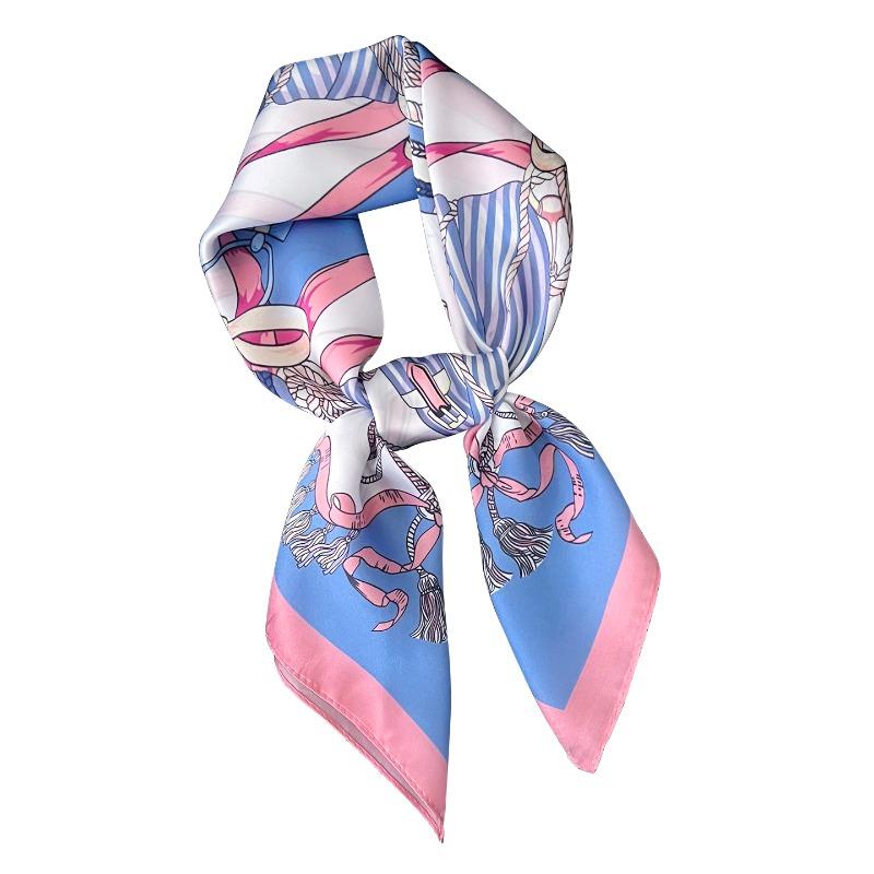 Women Korean Style Knot Print Versatile Small Square Scarf Fashion Decorative Neck Scarf