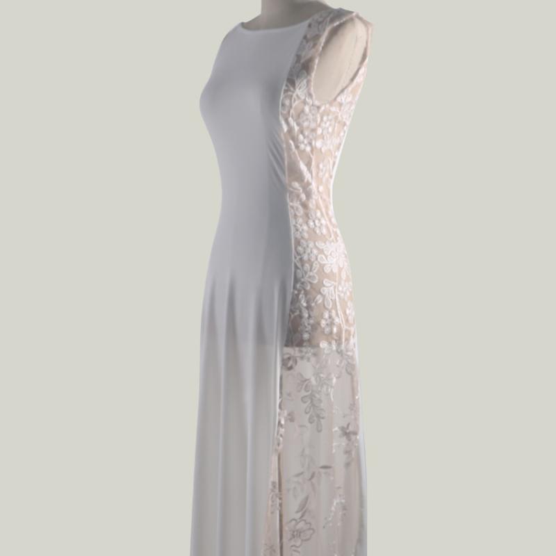 2026 Nové dámské maxi večerní šaty s krajkovým lemováním a výřezem, Sexy dovolenková róba s vlečkou pro svatbu a párty