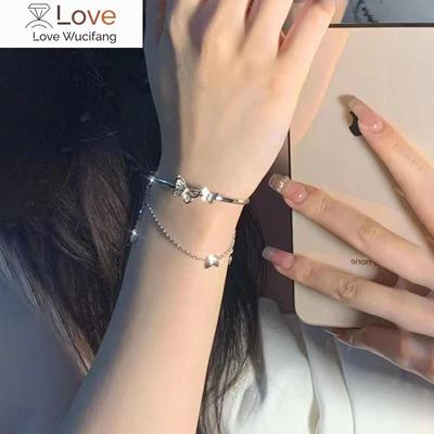 Double Layer Butterfly Chain Bracelet For Women Tassel Niche High -End Temperament Sweet Fairy -Like All -Match Girlfriend Bracelet