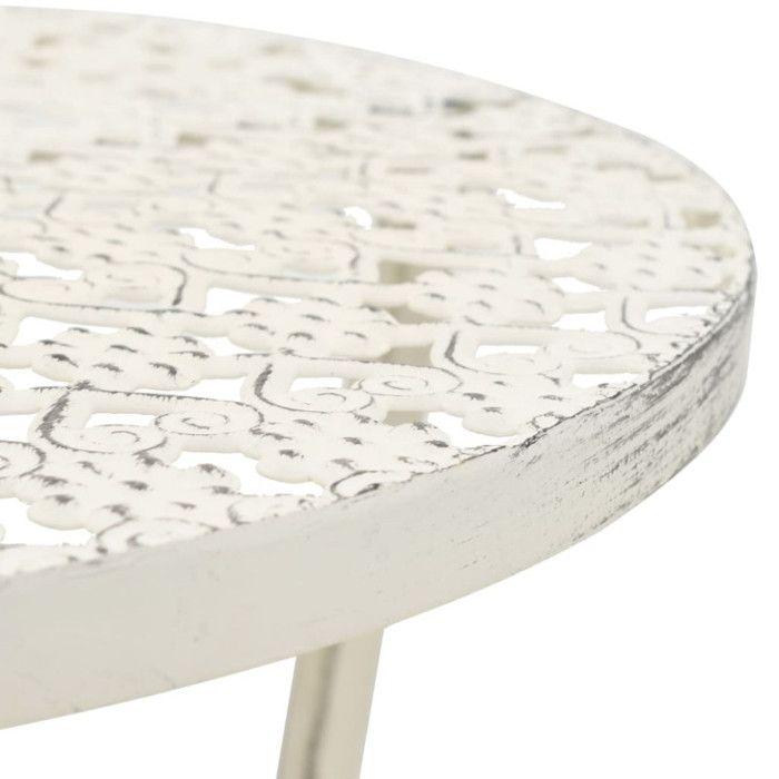 VidaXL Table de bistro Style vintage Ronde Métal 40 x 70 cm Blanc