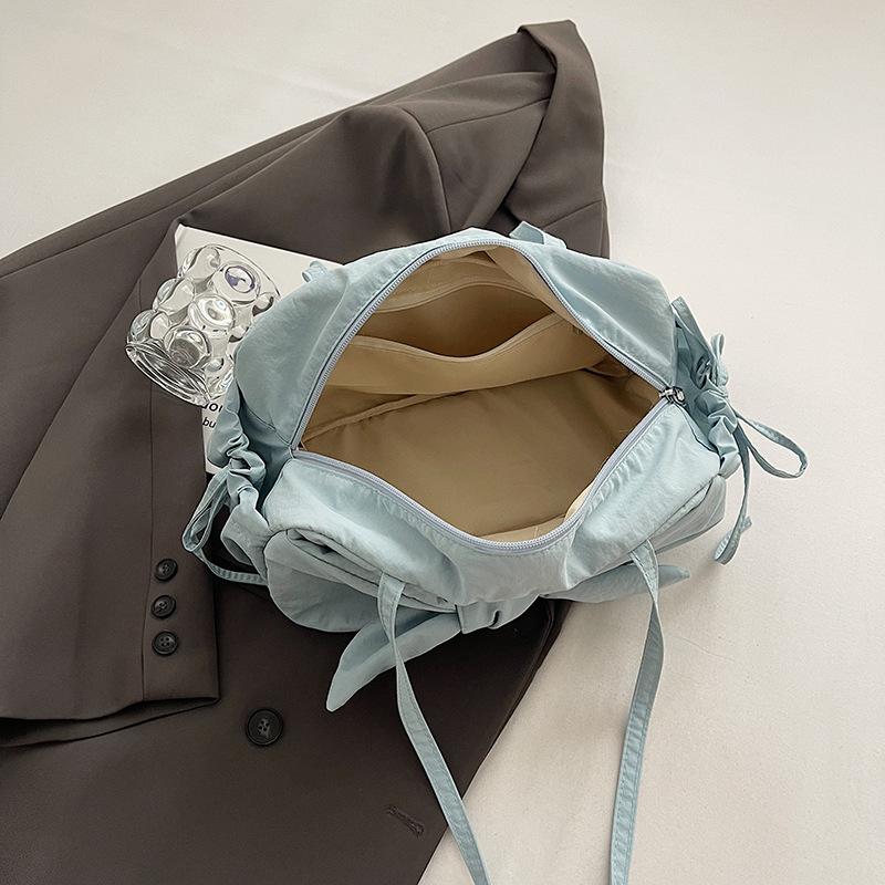 Women's Casual Large Capacity Shoulder Bag Korean Style Armpit Bag Sweet and Soft Bow Bag
