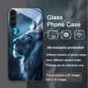 Luxurious Lion Pattern Tempered Glass Phone Case for Samsung Galaxy S25 Ultra S24 S23 Plus S22 S21 S20 FE M55 M54 5G Back Cover