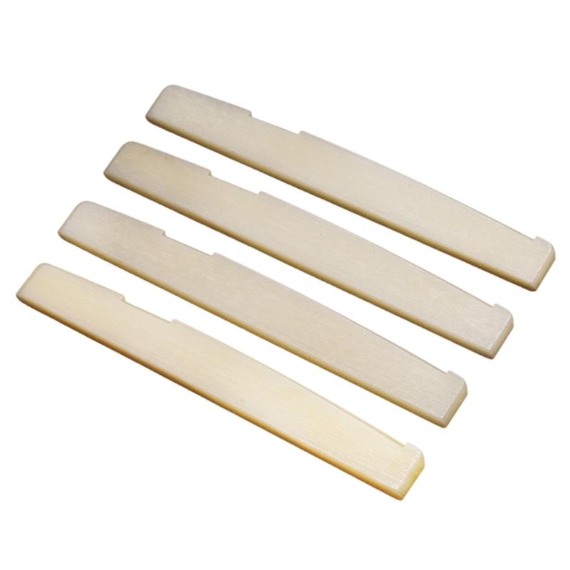 Bone Bridge Saddle and Nut, Set of 6 String Guitar Saddle and Nut, Guitar Replacement Part for Acoustic and Folk Guitar