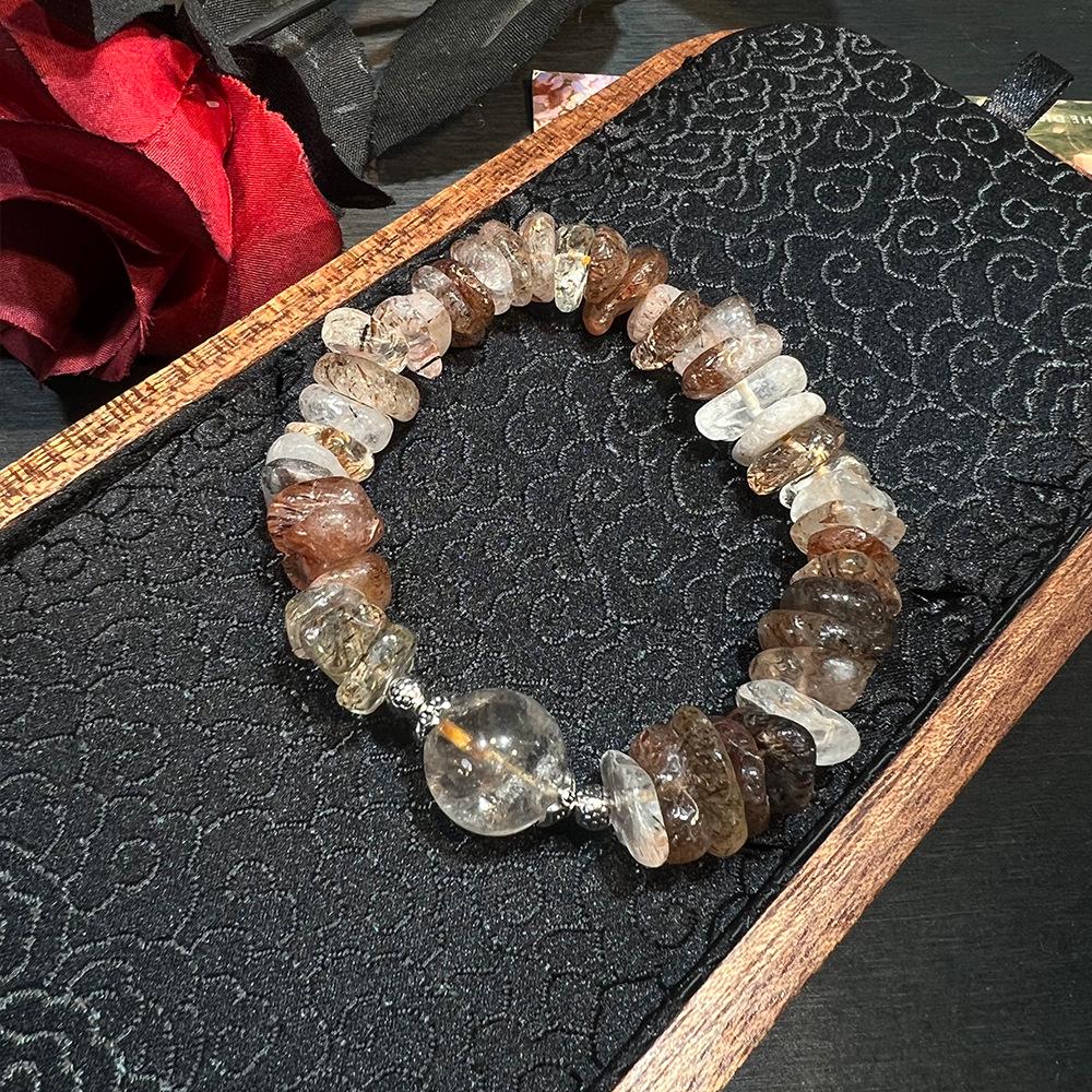 Lavender Rose Quartz, Lemon Quartz & Red Phantom Crystal Bracelet