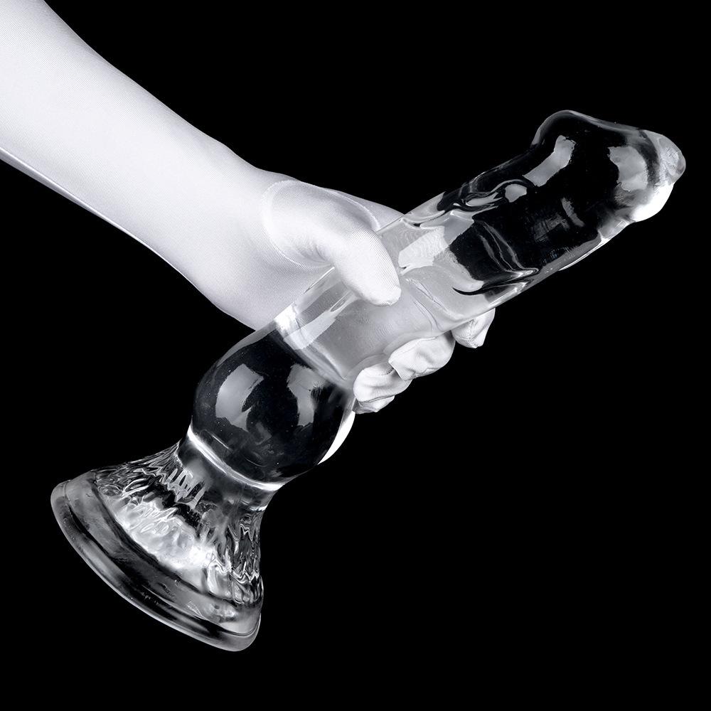 Animal Dog Dick-Shaped Transparent Anal Plug - Large Size Erotic Sex Toy for Women