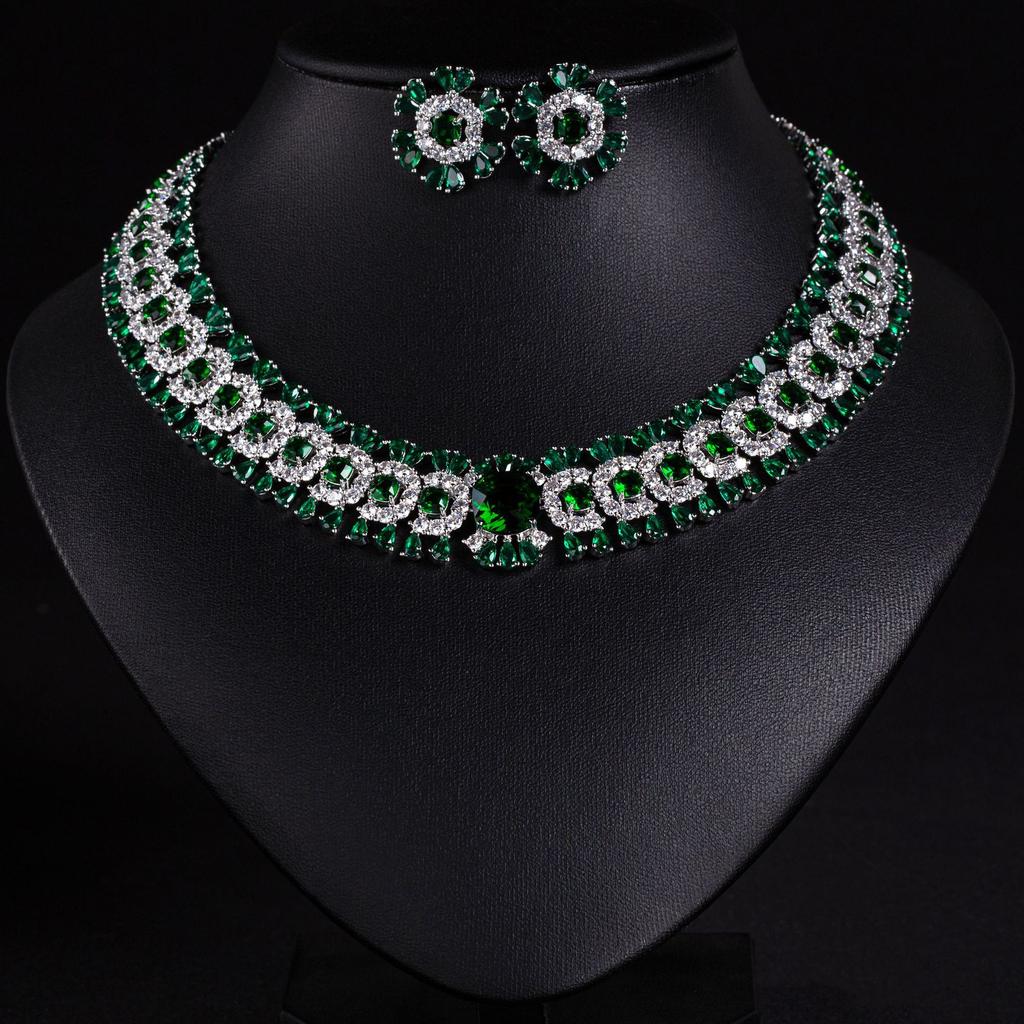 Gioielli Floreali Delicati Colorati Scintillanti Collana Orecchini Set 2 Pezzi Banchetto Nuziale Ballo Sposa Donna Dubai M-586