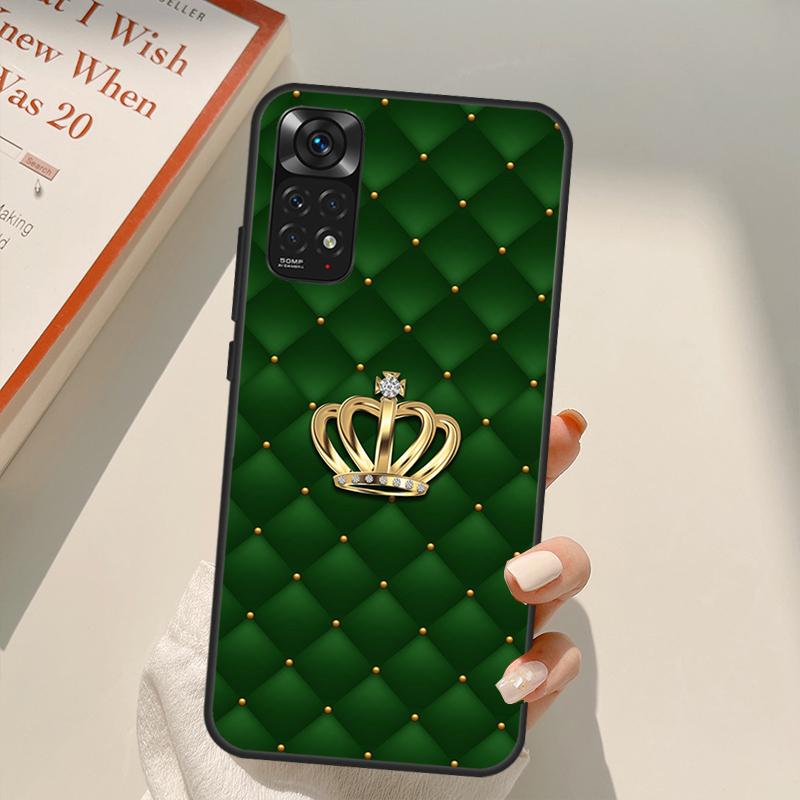 Quilted Texture Sofa Pattern Crown Case For Xiaomi Redmi Note 11 Pro 8 9 11S 10S 9S Note 10 Pro Cover For Redmi 10 10C 9A 9C