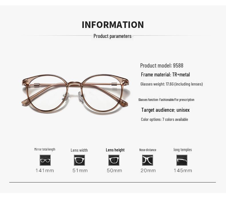 Women's Trendy TR90 Korean-Style Round Glasses with Anti-Blue Light Lenses