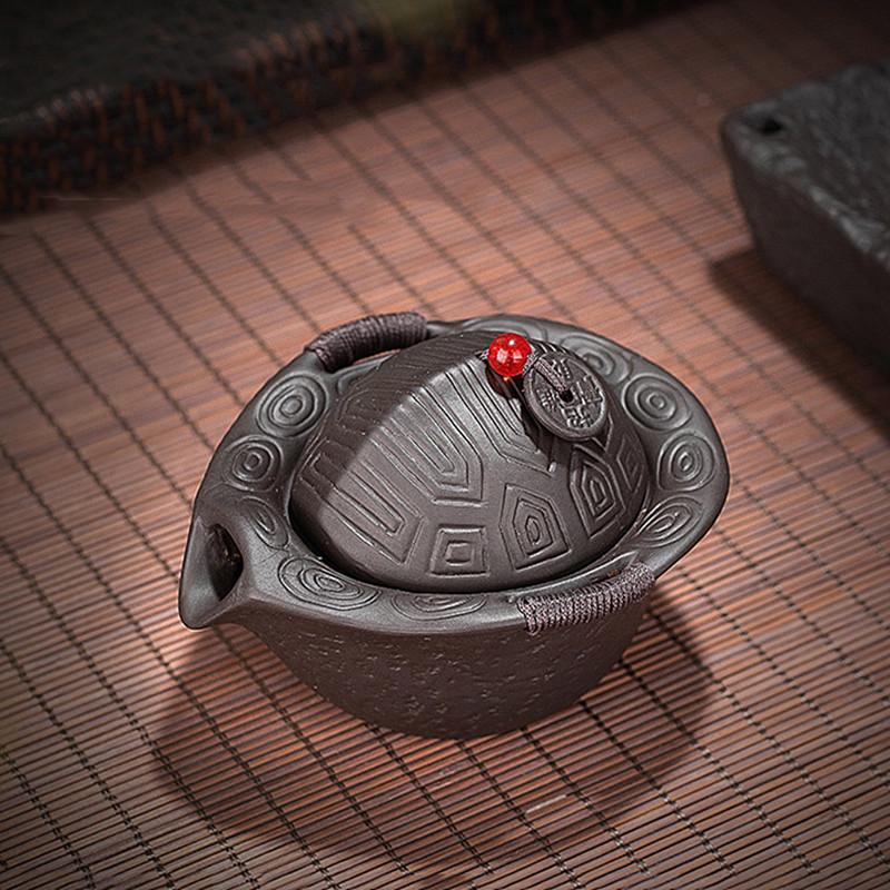 100ml Yixing Purple Clay Teapot Raw Ore Purple Mud Turtle Shell Hand Grab Pot Household Zen Tea Infuser Handmade Filter Tea Pot