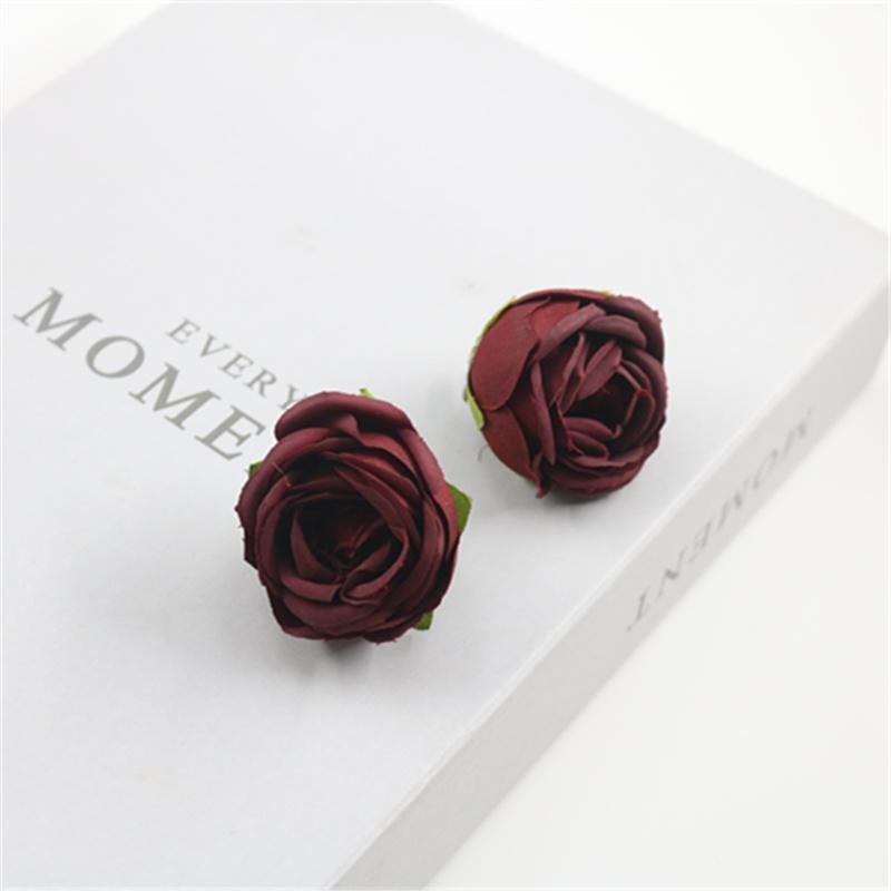 Retro Rolled Edge Silk Rose Flower, Artificial DIY Material for Gift Box, Decoration, and Wedding Arrangement