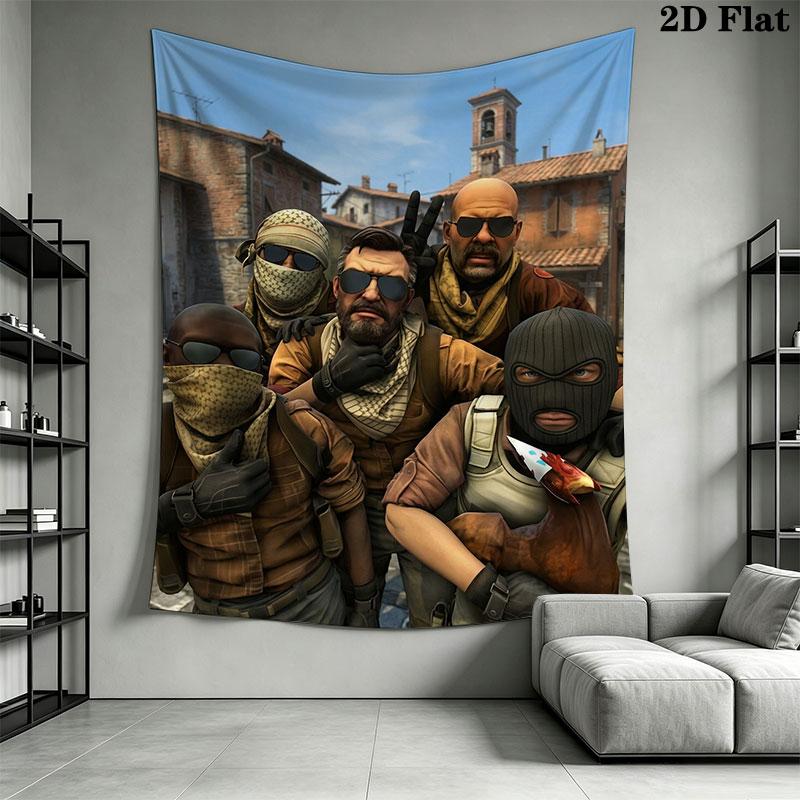 Counter-Strike 2 Wall Hanging Printed Fabric Blanket Decorative Tapestries for Bedroom Living Room Home Decor