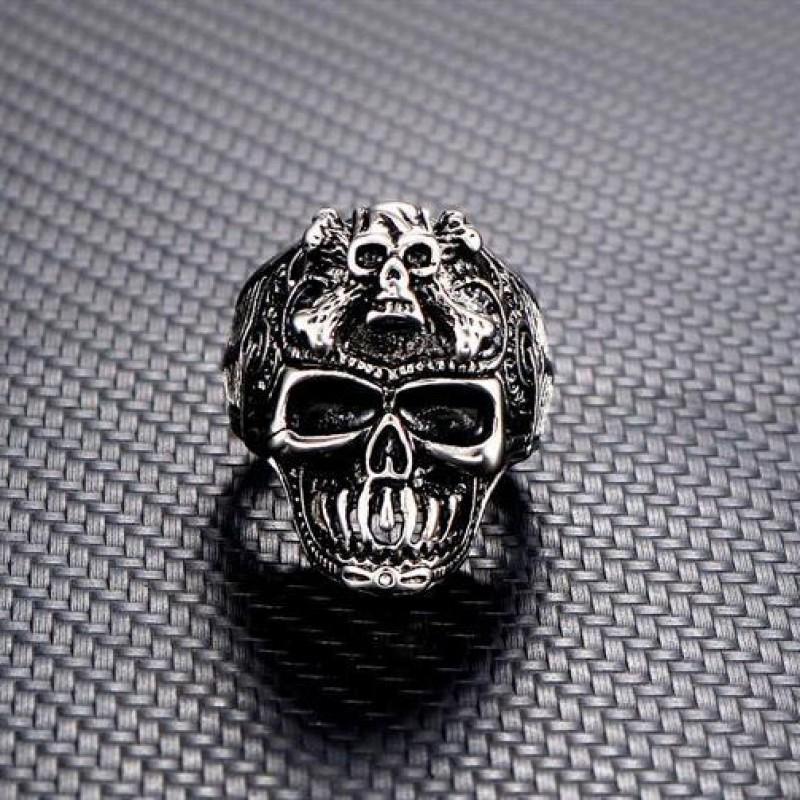 Adjustable Skull Ring Men Women Vintage Punk Gothic Style Copper Open Band Jewelry Accessory
