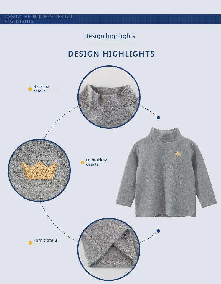 T-shirt à manches longues et col montant pour garçon 27kids automne style coréen