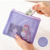 Double Zipper Mesh Storage Bag Ultra Light Wear-proof Visible Colored Double Layered Makeup Pouch Durable With Handle Coin Bag